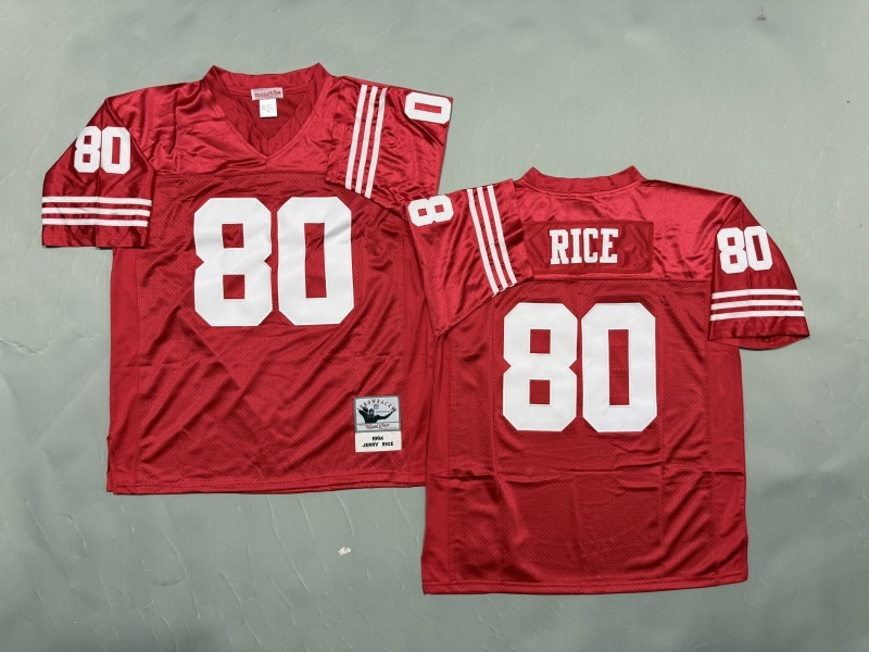 Men 2025 San Francisco 49ers #80 Rice Red Throwback Limited NFL Jersey style 001->san francisco 49ers->NFL Jersey